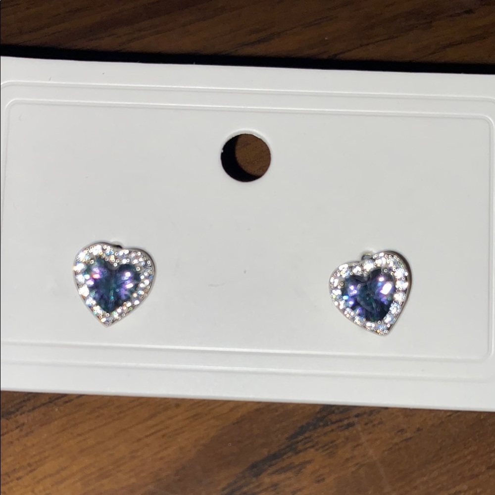 Elegant Silver Plated and Blue Heart Earrings